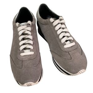 Rebecca Minkoff Susanna Leather Grey Silver Sneakers